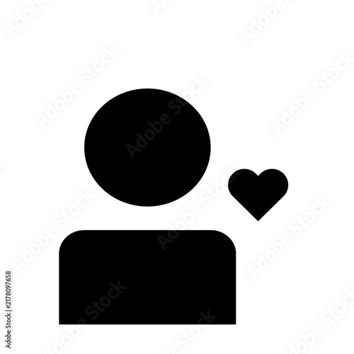 Canvastavla Favorite User Icon Solid Black Heart Person Vector Illustration