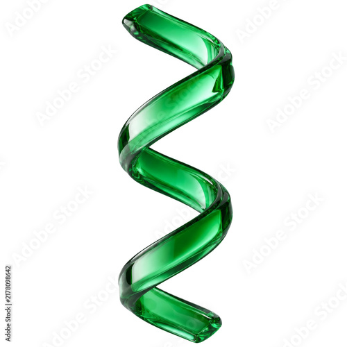 Abstract Green Glass Helix Twisting in Motion