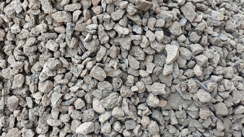 Cuadro en lienzo Coarse gray gravel and crushed stone texture background