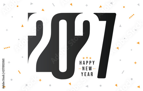 2027 Happy New Year Wallpaper with Bold Typography and Geometric Confetti