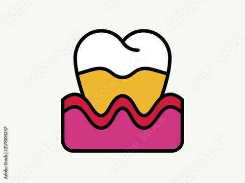 Dental Tooth and Gum Line Flat Vector Icon