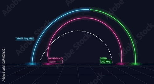 Vibrant racing track with neon light illuminated curves at night.