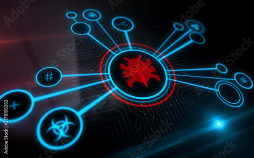 Fotografía Worm virus cyberattack symbol digital concept 3d illustration