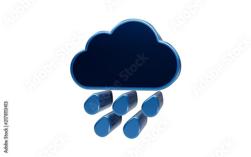 Obraz na płótnie Dark Cloud Rain Icon: A stylized, dark blue cloud icon symbolizes heavy rain with falling droplets, representing a forecast of wet weather