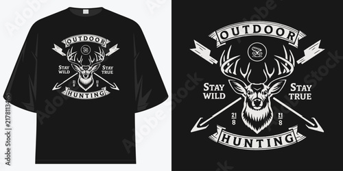 outdoor deer hunting stay wild stay true distressed vintage retro graphic design apparel art print vector illustration artwork t shirt design vector illustration artwork