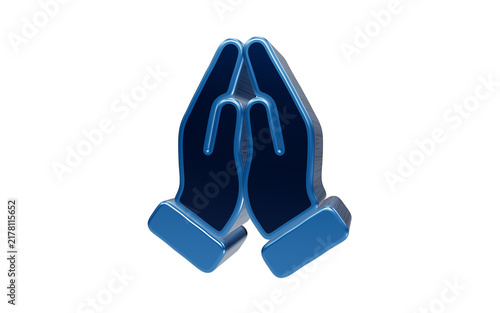 Quadro su tela Praying Hands Icon: A simple yet profound icon representing prayer, spirituality, and devotion, rendered in a deep blue hue