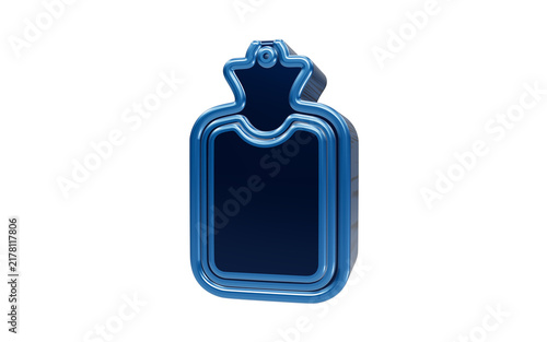 Fotografie Blue Hot Water Bottle: A simple, modern blue hot water bottle with a distinctive crown-like top, presented against a plain background