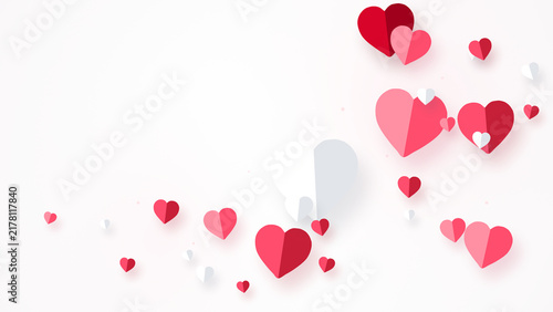Bild auf Leinwand A scattered collection of colorful paper hearts representing love and romance on