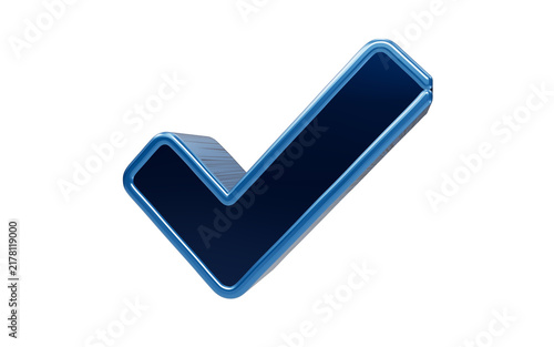фотографія Blue Checkmark Symbol: A gleaming blue checkmark symbol rendered in 3D, signifying completion, agreement, or correctness