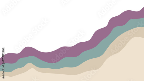 Dynamic corporate fluid landscape background. Wavy layers in purple, teal, and beige providing clean copy space. Great for modern web.

