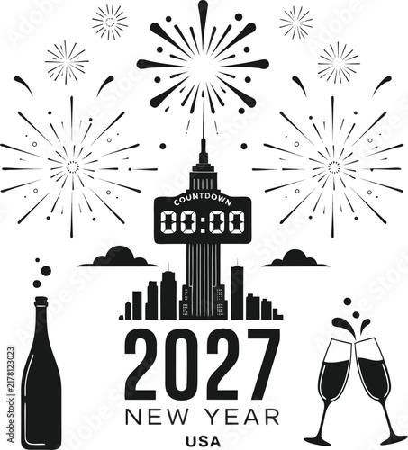 Bild auf Leinwand New Year's Day 2027 celebration set