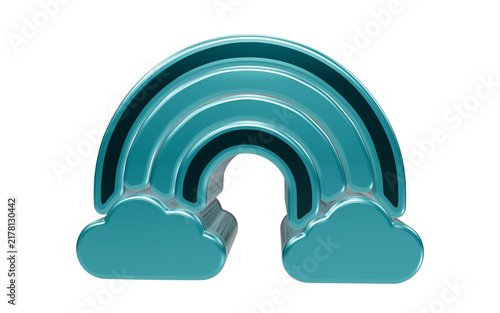Photography Teal Rainbow Arch: A stylized teal rainbow, complete with puffy clouds at each end, arches elegantly, symbolizing hope and a promise of brighter days