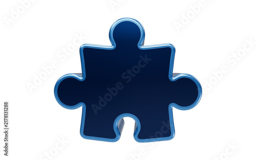 Canvastavla Blue Puzzle Piece Close-up: A single, solid blue puzzle piece stands alone, its distinctive interlocking shape symbolizing connection, problem-solving, and the search for completeness