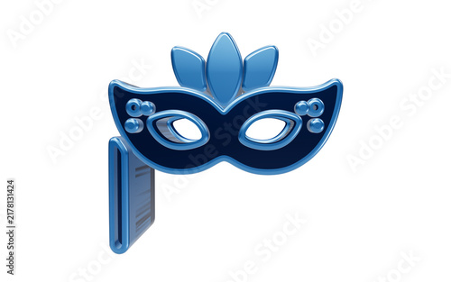 Foto Elegant Blue Masquerade Mask: A stylized, sleek blue masquerade mask adorned with decorative accents, poised for a night of mystery and revelry