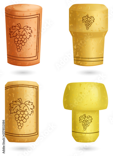 Fotografie Four golden wine bottle corks transparent background