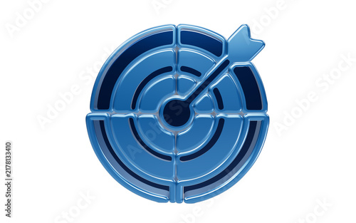 фотографія Blue Target with Arrow: A stylized blue target with an arrow hitting the bullseye, symbolizing accuracy, focus, and achieving goals
