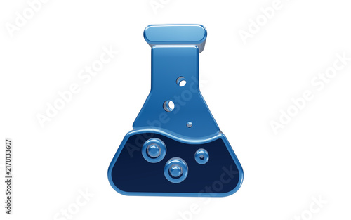 фотографія Blue Chemistry Flask: A stylized illustration of a blue chemistry flask containing bubbling liquid, symbolizing scientific research and experimentation