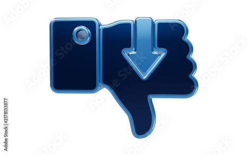 Fotografía Thumbs Down Icon: A stylized 3D thumb down icon with a downward arrow, signifying disapproval or a negative rating