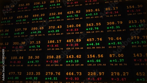 Stock Market Ticker Board with Animated Green and Red Prices