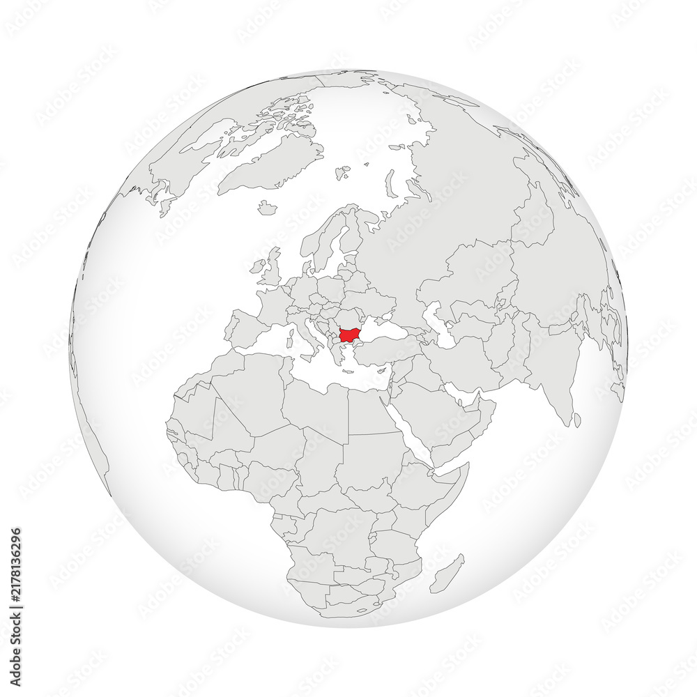 Obraz premium Location map of Bulgaria.Bulgaria on globe