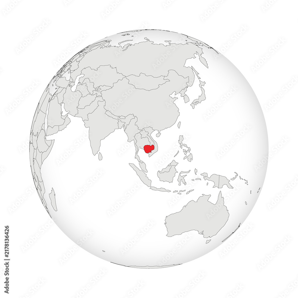 Obraz premium Location map of Cambodia.Cambodia on globe