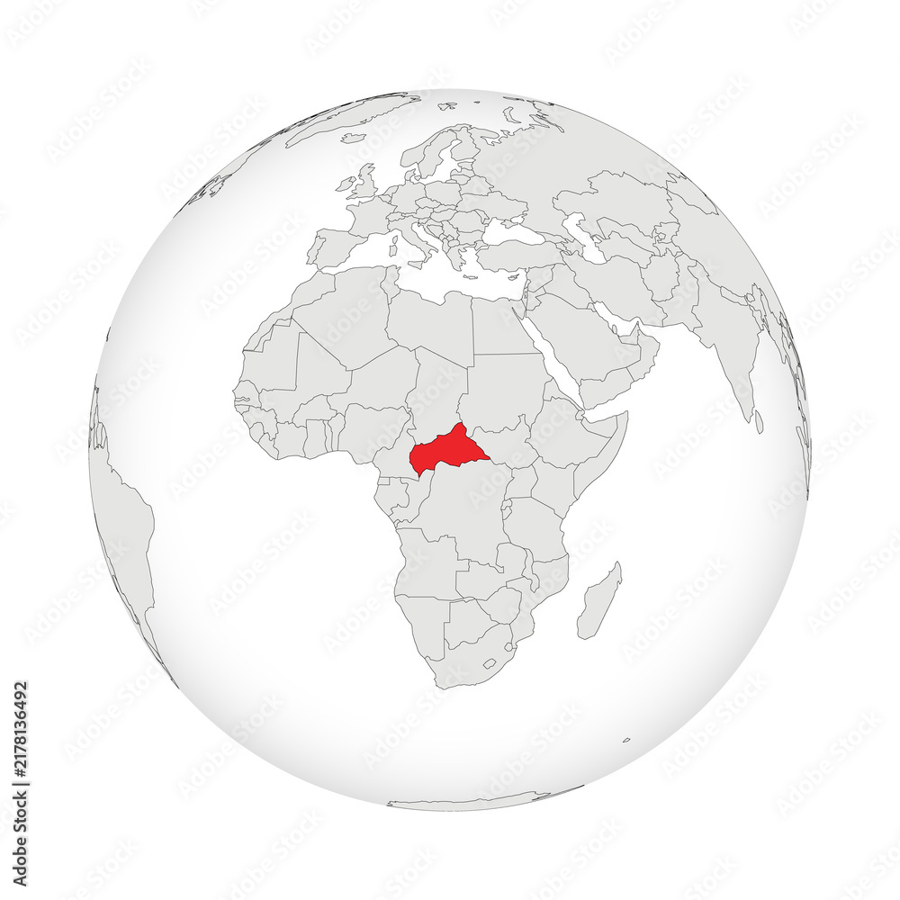 Obraz premium Location map of Central African Republic.CAR on globe