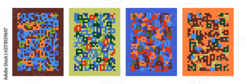Pixel patterns, abstract textures, retro backgrounds. Pixel art digital retro...