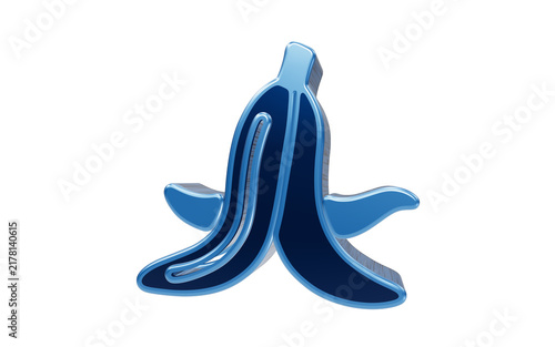Canvas Print noisy effect Blue Banana Peel Graphic: A stylized, metallic blue banana peel rests on a clean white background, showcasing a sleek and modern design element