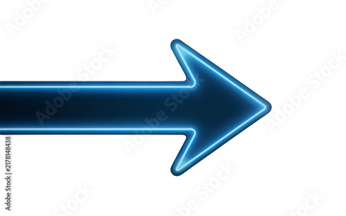 Modern blue arrow pointing right isolated on transparent background