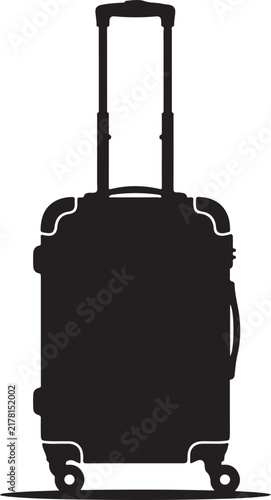 Minimalist silhouette of a carry on suitcase isolated on a white background for travel and tourism concepts