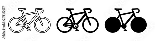 Bicycle Icons Set, Road Bike Graphics, Cycling Vector Art