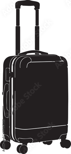 Minimalist suitcase silhouette with handle isolated on a white background for travel and luggage design concepts