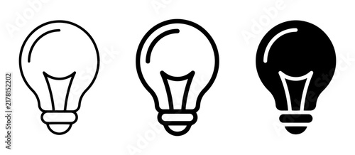 Lightbulb Icons, Idea Symbols, Innovation Concepts, Black and White