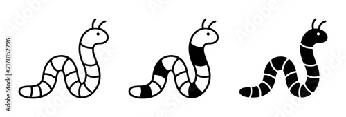 Worm Icons, Cartoon Earthworm Vector Art, Simple Insect Graphics