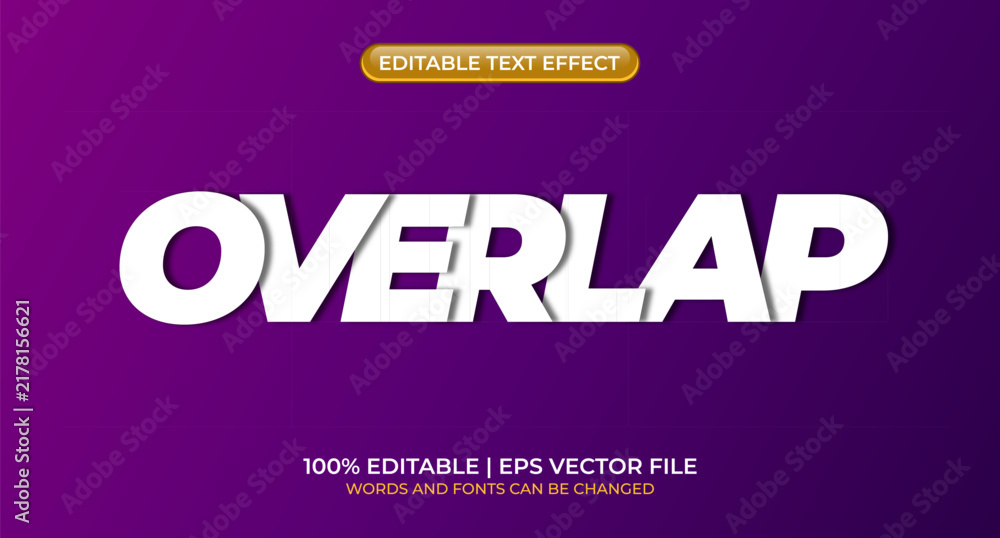 Fototapeta premium Overlapping text effect. Overlap editable text style effect. Editable text effect. Vector illustration