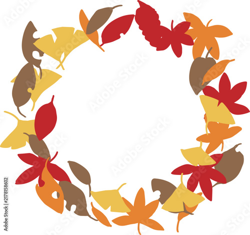 秋の紅葉と落ち葉のシンプルなフレーム・背景セットSimple Autumn Leaf Frames and Background Set