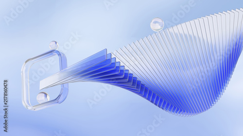 Creative glass blue gradient refraction abstract futuristic background. shape dynamic premium movement tech minimal beautiful trendy cover poster banner. 3d render illustration