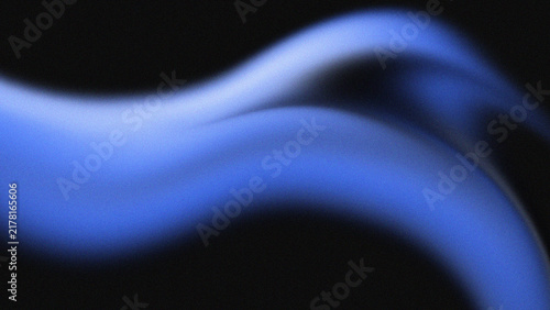 Abstract dark grainy background with elegant flowing blue neon wave light