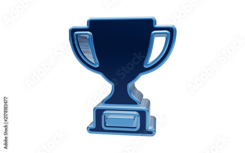 Bild auf Leinwand 3D Blue Trophy: A striking 3D illustration of a deep blue trophy with a sleek, modern design, symbolizing achievement and victory