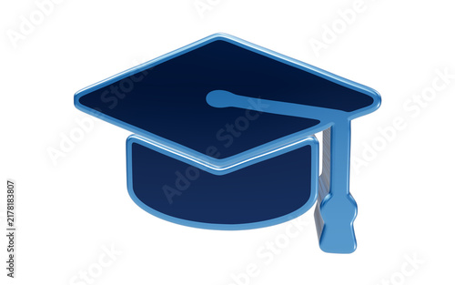 фотографія Graduation Cap Symbol: A dark blue academic graduation cap with a tassel, symbolizing education, achievement, and commencement, presented on a clean background