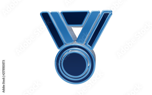 Foto Blue Award Ribbon Graphic: A sleek, modern blue ribbon graphic with a circular medal emblem, symbolizing achievement, recognition, and victory