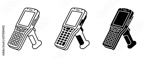 Barcode Scanner Icons, Mobile Computer Set, Inventory Device Graphics