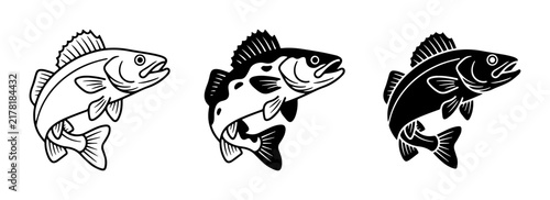 Fish Vector Icons, Walleye & Perch Graphics, Fishing & Seafood Design Elements