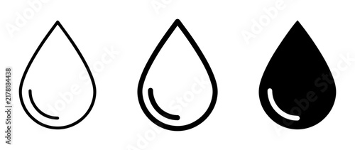 Water Drop Icons, Liquid Droplet Symbols, Fluid Icons, Simple Forms