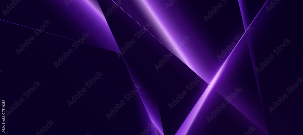 Obraz premium Abstract Dark Purple Geometric Background with Glowing Neon Lines