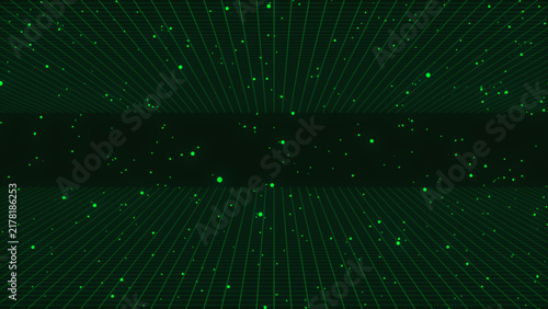 Futuristic grid background displays illuminated perspective coordinates. Matrix grid background visualizes data flow. Modern grid background for technology videos.