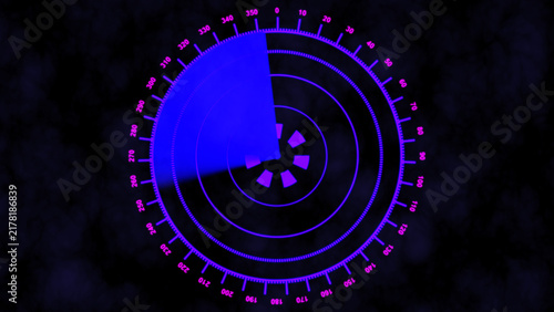 Canvastavla Futuristic radar screen sweeps concentric grids to locate targets