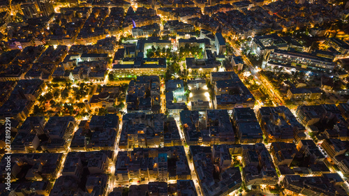 Aerial view of Athens city lights