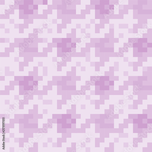 Purple on pink houndstooth pixel seamless pattern vector background, geometric dogtooth ornament for textile and wallpaper