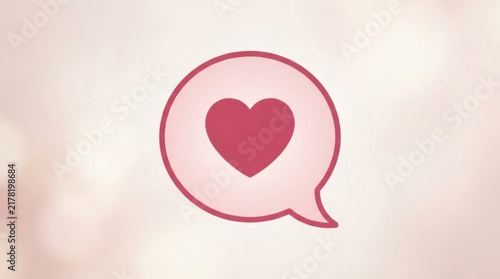 Pink speech bubble icon with a red heart symbol inside